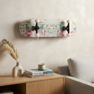 Moderne Abstracte Kunst Goud Roos & Teal Vloeibare Skateboard