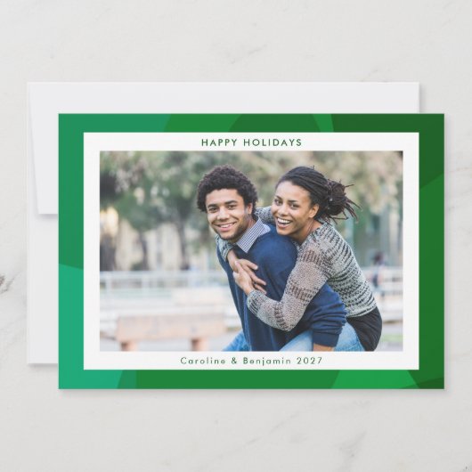 Moderne Abstracte Kunst Groene Kerst Custom Photo Feestdagenkaart (Voorkant)