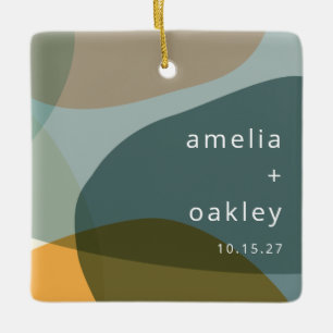 Moderne Abstracte Kunst Groene Sage Blauwgroen Aan Keramisch Ornament