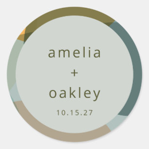 Moderne Abstracte Kunst Groene Sage Blauwgroen Aan Ronde Sticker