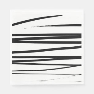 Moderne abstracte kunst in zwart-wit met lijnen    servet