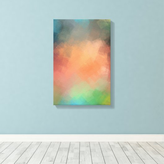 Moderne Abstracte kunst kleurrijk groen rood Canvas Afdruk (Insitu (Houten vloer))