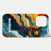Moderne Abstracte kunst kleurrijk monogram Case-Mate iPhone Case (Achterkant (horizontaal))