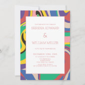 Moderne Abstracte Kunst Kleurrijke Bruiloft Kaart (Voorkant)