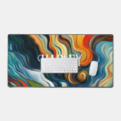 Moderne Abstracte Kunst Kleurrijke Swirls Monogram Bureaumat (Keyboard & Muis)