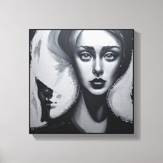 Moderne abstracte kunst Meisje met tweede gezicht Canvas Afdruk (Voorkant)