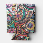 Moderne Abstracte kunst met tropisch handschrift Blikjeskoeler (Achterkant)