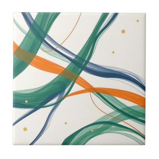 Moderne Abstracte kunst met vegen lijnen en gouden Tegeltje (Voorkant)