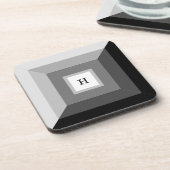 Moderne Abstracte kunst met zwart, grijs en wit Bier Onderzetter (Linkerzijde)