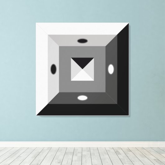 Moderne Abstracte kunst met zwart, grijs en wit Canvas Afdruk (Insitu (Houten vloer))