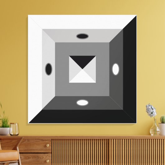 Moderne Abstracte kunst met zwart, grijs en wit Canvas Afdruk (Insitu (Woonkamer))