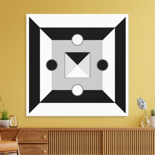 Moderne Abstracte kunst met zwart, grijs en wit Canvas Afdruk (Insitu (Woonkamer))