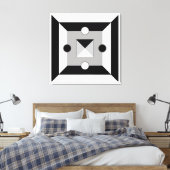 Moderne Abstracte kunst met zwart, grijs en wit Canvas Afdruk (Insitu (Slaapkamer))