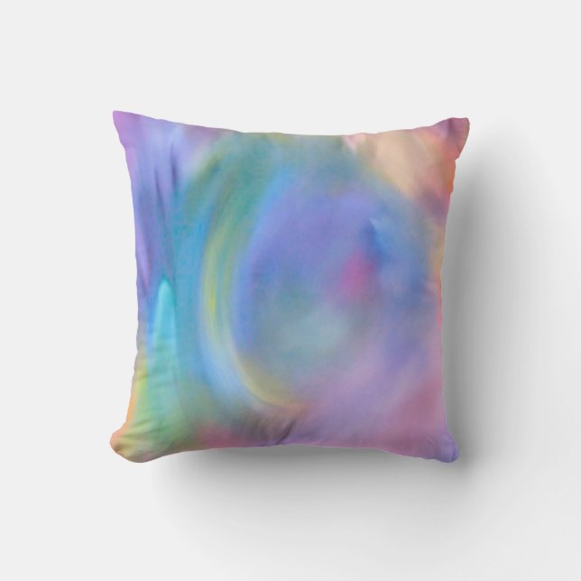 Moderne Abstracte kunst pastel Waterverf regenboog Kussen (Voorkant)