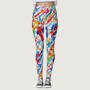 Moderne Abstracte Kunst Regenboogkleur Verfspetter Leggings