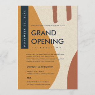 MODERNE ABSTRACTE KUNST ROEST ORANJE GRAND OPENING KAART