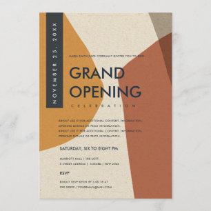 MODERNE ABSTRACTE KUNST ROEST ORANJE GRAND OPENING KAART