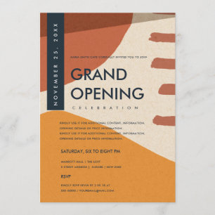 MODERNE ABSTRACTE KUNST ROEST ORANJE GRAND OPENING KAART