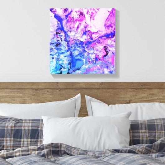 Moderne Abstracte kunst Roze Blauw Paars Wit Canvas Afdruk (Insitu (Slaapkamer))