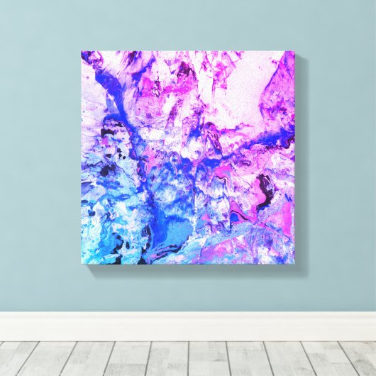 Moderne Abstracte kunst Roze Blauw Paars Wit Canvas Afdruk (Insitu (Houten vloer))