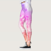 Moderne Abstracte kunst Roze Paars Rood Geel Leggings (Links)