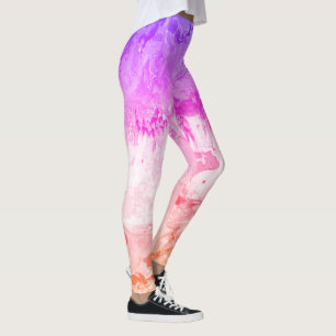 Moderne Abstracte kunst Roze Paars Rood Geel Leggings