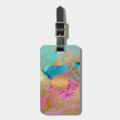 Moderne abstracte kunst schilderij koperen gouden bagagelabel (Voorkant verticaal)