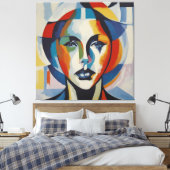 Moderne abstracte kunst Vrouw gezicht Canvas Afdruk (Insitu (Slaapkamer))