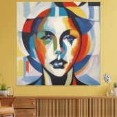 Moderne abstracte kunst Vrouw gezicht Canvas Afdruk (Insitu (Woonkamer))