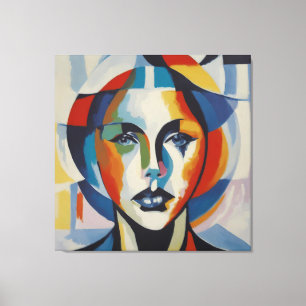Moderne abstracte kunst Vrouw gezicht Canvas Afdruk