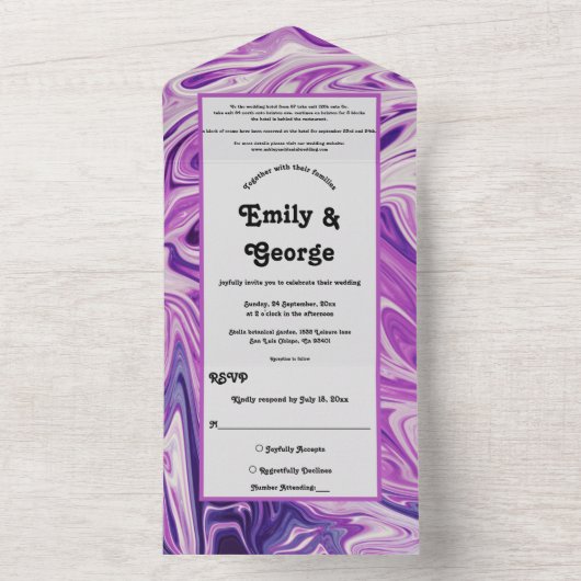 Moderne Abstracte kunstpasta Galaxy Stylish Weddin All In One Uitnodiging (Binnen)