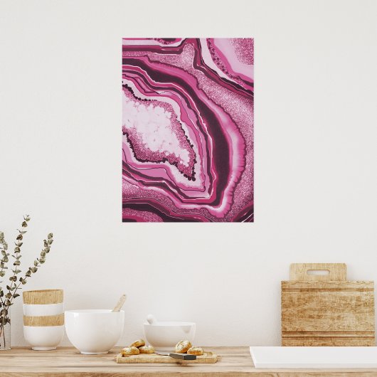 Moderne Abstracte kunstroze geode Gemstone Poster (Keuken)