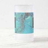 Moderne Abstracte kunstschaduwen van Blauw Geel Pa Matglas Bierpul (Center)