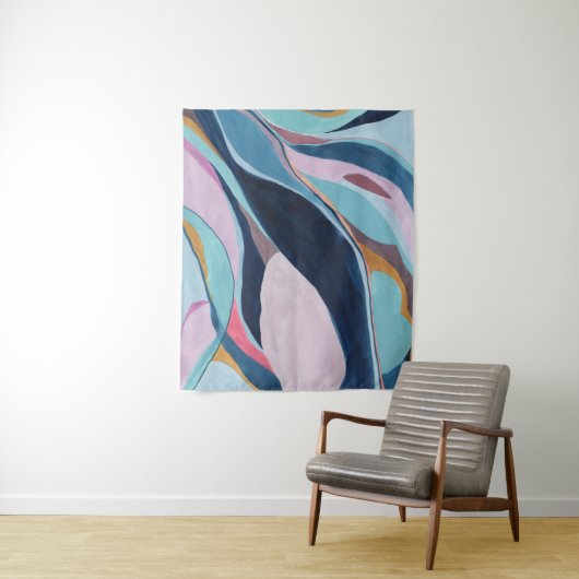 Moderne Abstracte kunstvorm in kleurenblok Wandkleed (In situ)