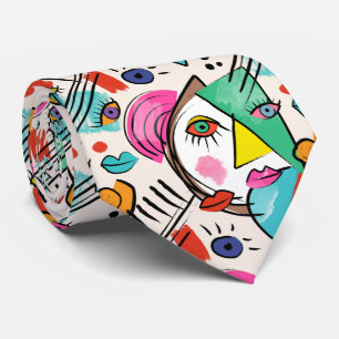Moderne Abstracte kunstzinnige Vrouw gezichten Stropdas