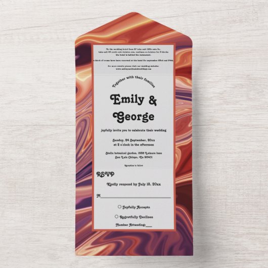 Moderne Abstracte laedolie Minimale bruiloft All In One Uitnodiging (Binnen)