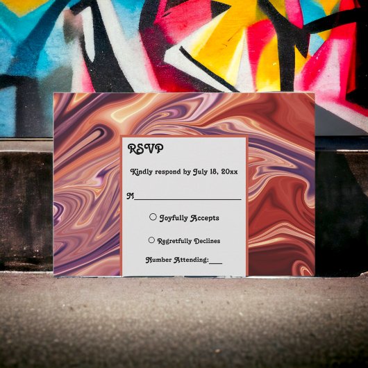 Moderne Abstracte laedolie Minimale bruiloft RSVP Kaartje