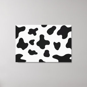 Moderne Abstracte Land Zwart en Wit Koeienvlekken Canvas Afdruk