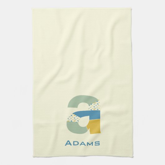 Moderne Abstracte letter A Monogram Initiaal Theedoek (Verticaal)