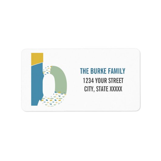 Moderne Abstracte letter B Monogram Initiaal Adres Etiket (Voorkant)