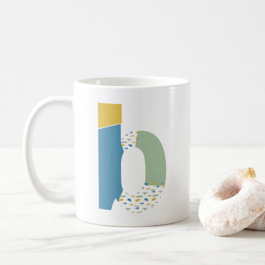 Moderne Abstracte letter B Monogram Initiaal Koffiemok (Met donut)