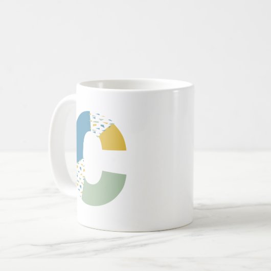 Moderne Abstracte letter C Monogram Initiaal Koffiemok (Voorkant links)