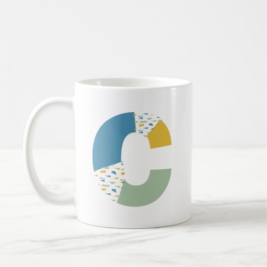 Moderne Abstracte letter C Monogram Initiaal Koffiemok (Links)