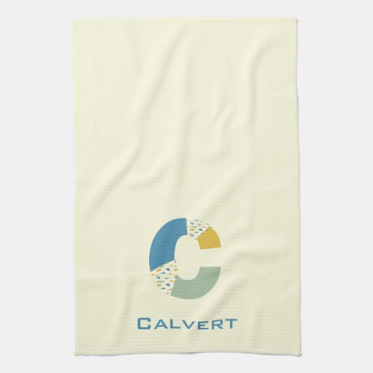 Moderne Abstracte letter C Monogram Initiaal Theedoek (Verticaal)