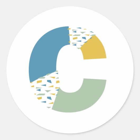Moderne Abstracte Letter C Monogram Persoonlijk Ronde Sticker (Voorkant)