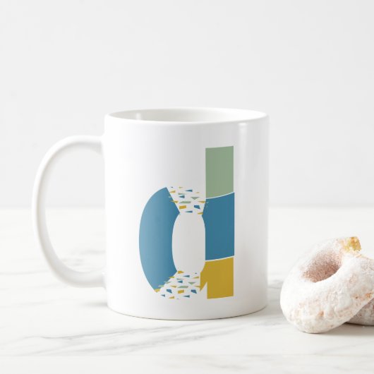 Moderne Abstracte letter D Monogram Initiaal Koffiemok (Met donut)
