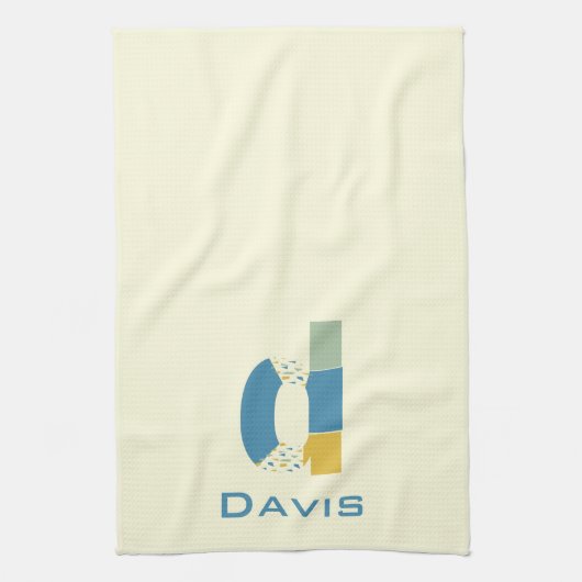 Moderne Abstracte letter D Monogram Initiaal Theedoek (Verticaal)