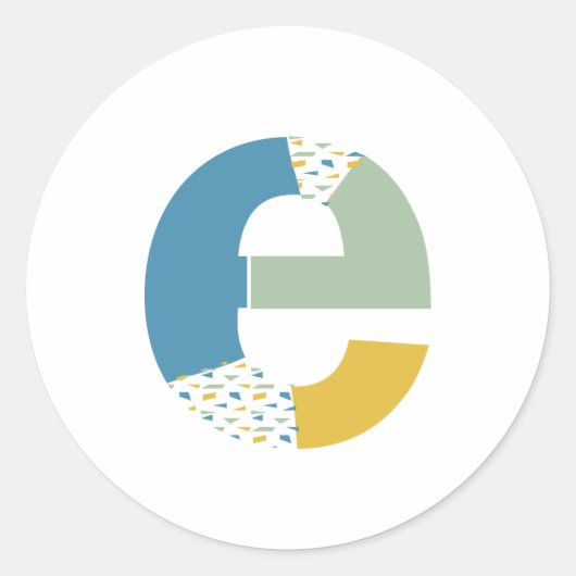 Moderne Abstracte Letter E Monogram Persoonlijk Ronde Sticker (Voorkant)