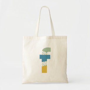 Moderne Abstracte letter F Monogram Initiaal Tote Bag