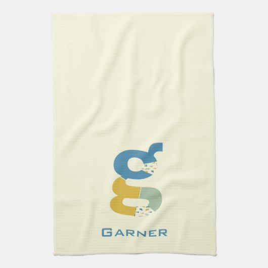 Moderne Abstracte letter G Monogram Initiaal Theedoek (Verticaal)